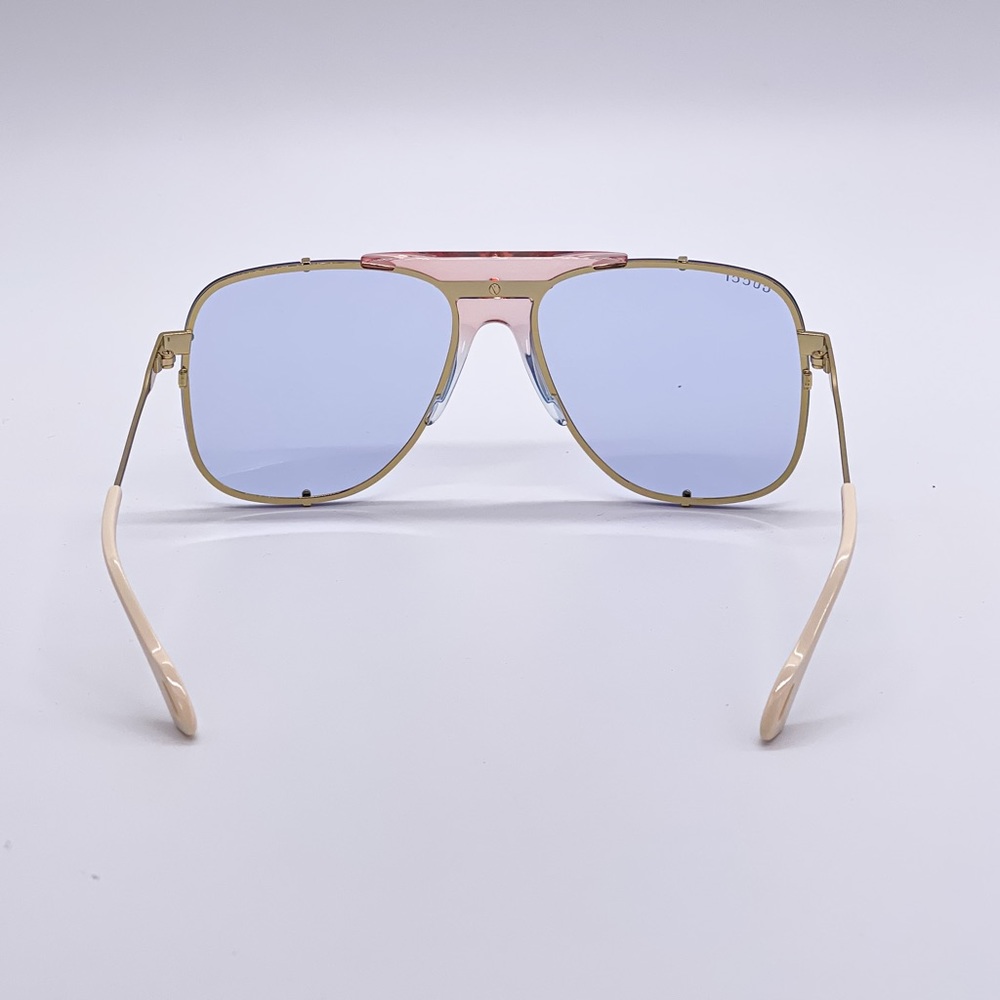 NEW GUCCI GG0739S 005 UNISEX PILOT FRAME SUNGLASSES GUCCI GG0739S BLUE - Picture 8 of 12